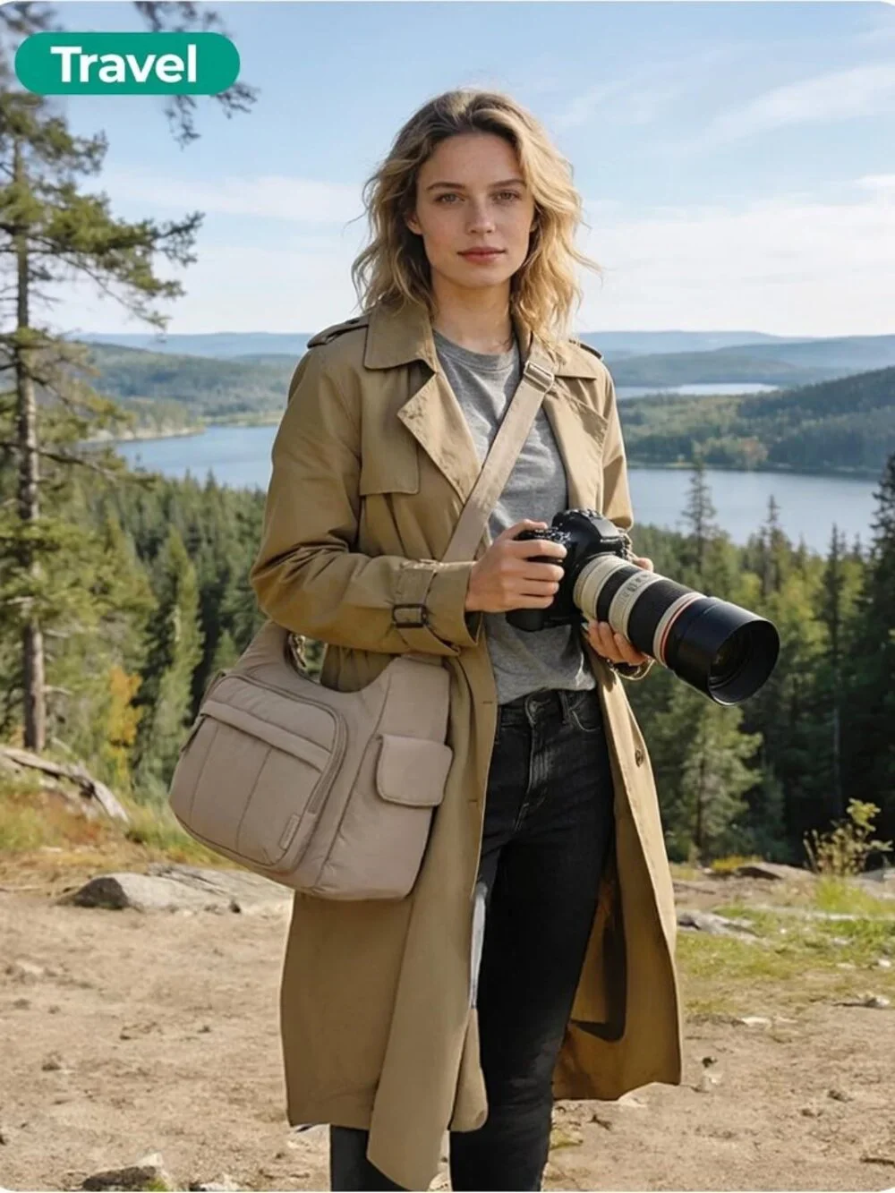 Stylish 2-in-1 Puffy Camera Bag & Everyday Shoulder Bag for Photographers